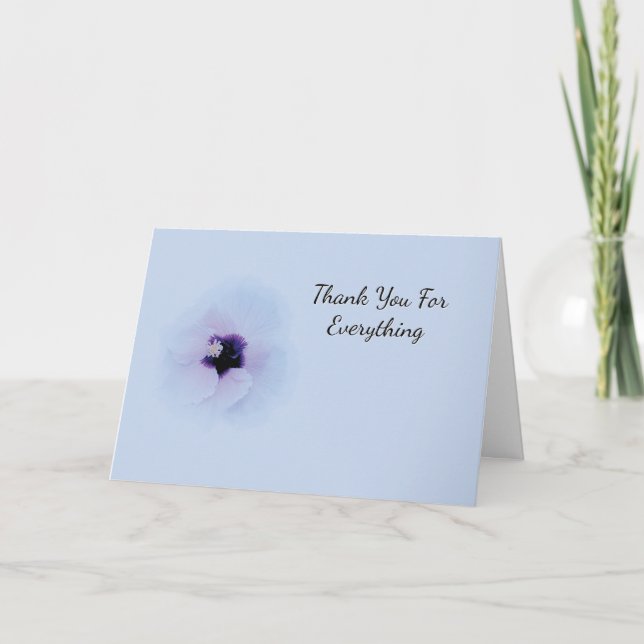 Tarjeta De Agradecimiento Diseño de fondo azul-flor de Hibiscus (Anverso)