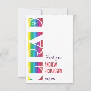 Tarjeta De Agradecimiento Diseño de franjas minimalista para graduación