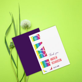 Tarjeta De Agradecimiento Diseño de franjas minimalista para graduación