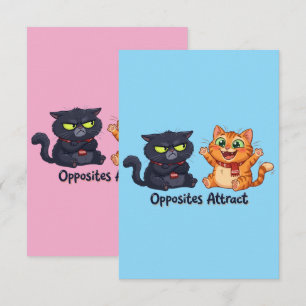 Tarjeta De Agradecimiento Diseño de gatos lindos que atraen opuestos
