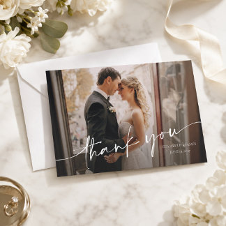 Tarjeta De Agradecimiento Diseño de guión de foto de boda personalizado
