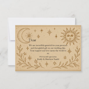 Tarjeta De Agradecimiento Diseño de luna y sol de romance celeste