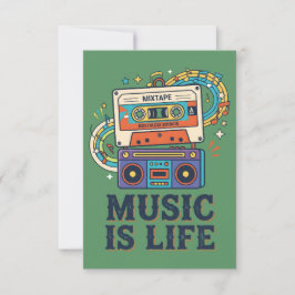 Tarjeta De Agradecimiento Diseño de Mixtape y Boombox de Música Retro Es Vid