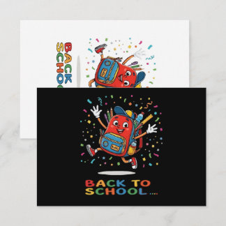 Tarjeta De Agradecimiento Diseño de mochila escolar saltarina linda de vuelt