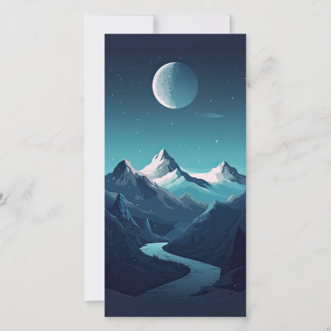 Tarjeta De Agradecimiento Diseño de montaña y luna (Anverso)