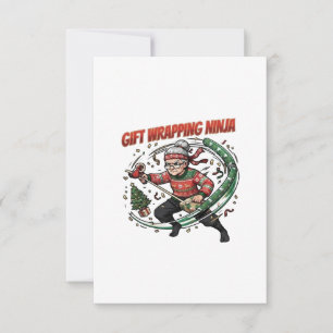 Tarjeta De Agradecimiento Diseño de Navidad de Ninja de Envoltura de Regalos