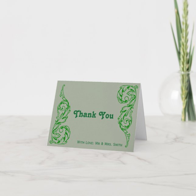 Tarjeta De Agradecimiento Diseño De Patrones De Swirl Verde Gracias (Anverso)