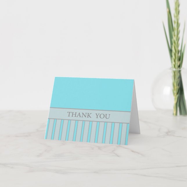 Tarjeta De Agradecimiento Diseño de rayas azules (Anverso)