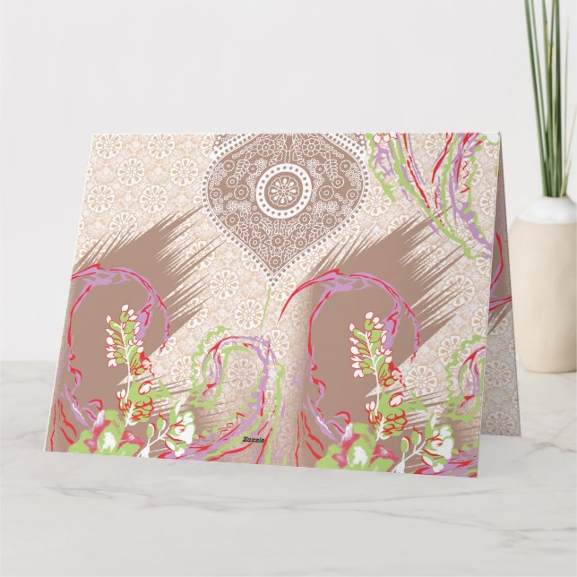 Tarjeta De Agradecimiento diseño de un jarrón rojo con flores en él (Reverso)