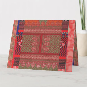 Tarjeta De Agradecimiento diseño de un patrón rojo y beige