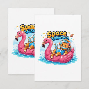 Tarjeta De Agradecimiento Diseño de vacaciones de gato espacial Kawaii