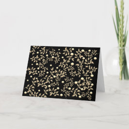 Tarjeta De Agradecimiento Diseño de vides con flores de oro y negro