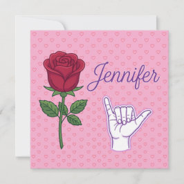 Tarjeta De Agradecimiento Diseño del nombre Jennifer con rosa roja y mano Sh
