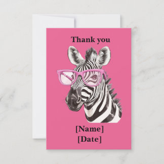 Tarjeta De Agradecimiento Diseño divertido de animal de safari - Cebra