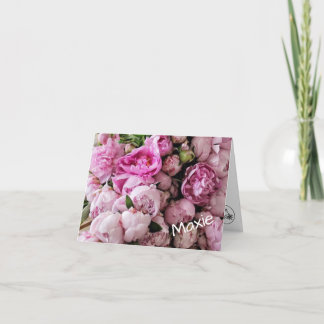 Tarjeta De Agradecimiento Diseño Floral de Peonía Rosa Personalizado