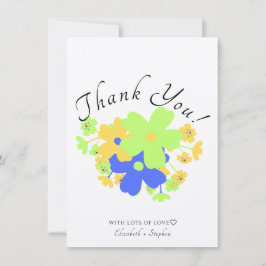 Tarjeta De Agradecimiento diseño floral elegante personalizado en azul verde