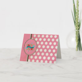 Tarjeta De Agradecimiento Diseño floral moderno de puntos de polka rosa