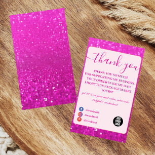 Tarjeta De Agradecimiento Diseño Glam de Rosa Caliente de Moda