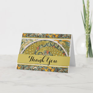 Tarjeta De Agradecimiento Diseño intrincado de estilo Art Nouveau pavo