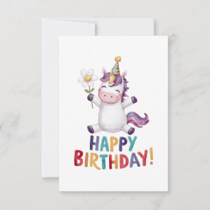 Tarjeta De Agradecimiento Diseño Mágico de Cumpleaños de Unicornio