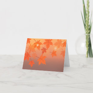 Tarjeta De Agradecimiento Diseño otoñal con hojas de arce y efecto bokeh
