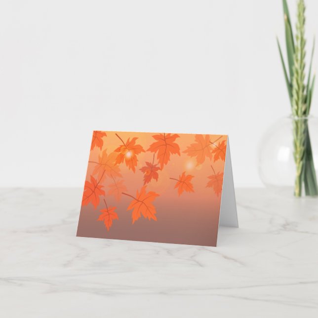 Tarjeta De Agradecimiento Diseño otoñal con hojas de arce y efecto bokeh (Anverso)