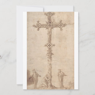 Tarjeta De Agradecimiento Diseño para un Crucifijo con la Virgen María