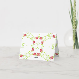 Tarjeta De Agradecimiento diseño simétrico de flor roja y vid verde