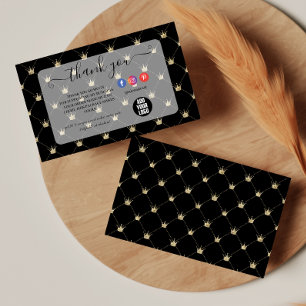 Tarjeta De Agradecimiento Diseño sofisticado de corona de oro negro