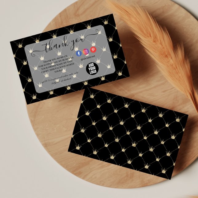 Tarjeta De Agradecimiento Diseño sofisticado de corona de oro negro (Subido por el creador)