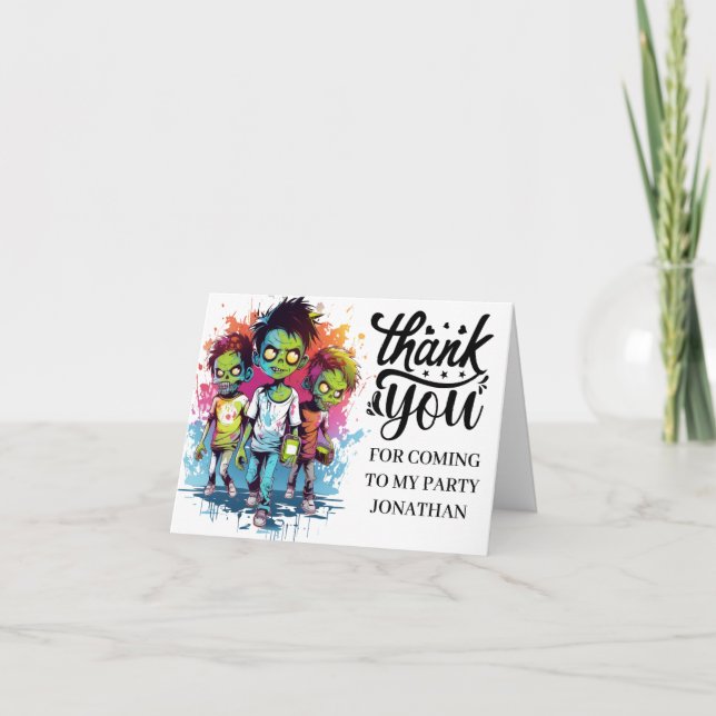 Tarjeta De Agradecimiento disfraces de zombie para niños GRACIAS (Anverso)