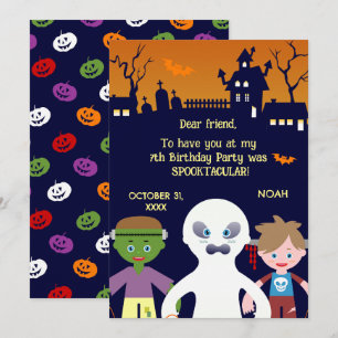 Tarjeta De Agradecimiento disfraz de Halloween niño fiesta de cumpleaños