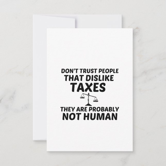 TARJETA DE AGRADECIMIENTO DISGUSTAR DE IMPUESTOS NO HUMANOS (Anverso)