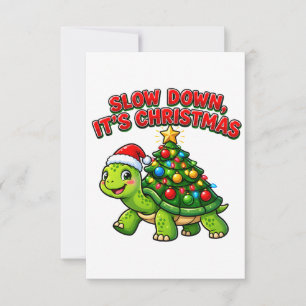 Tarjeta De Agradecimiento Disminuya Es Navidad Tortuga Linda Navidad