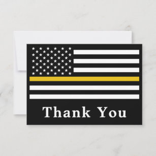 Tarjeta De Agradecimiento Dispatcher 911: Línea de oro delgada de la policía