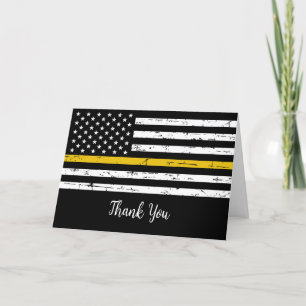 Tarjeta De Agradecimiento Dispatcher Thin Yellow Line Fire Police