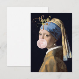 Tarjeta De Agradecimiento Diva de chicle con perla en la oreja