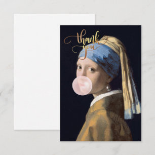 Tarjeta De Agradecimiento Diva de chicle con perla en la oreja