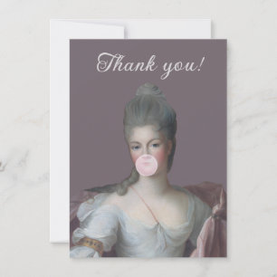 Tarjeta De Agradecimiento Diva de chicle soplando un chicle rosa