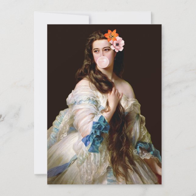 Tarjeta De Agradecimiento Diva de la goma de burbujas con dos flores (Anverso)