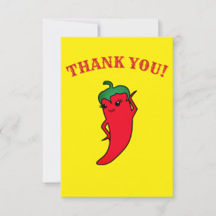 Tarjeta De Agradecimiento Diva Pimiento Rojo Kawaii