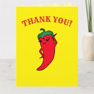 Tarjeta De Agradecimiento Diva Pimiento Rojo Kawaii