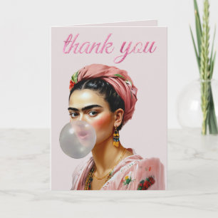 Tarjeta De Agradecimiento Diva soplando chicle 