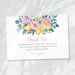 Tarjeta De Agradecimiento Diversión al Sol y Limonada Floral Baby Shower