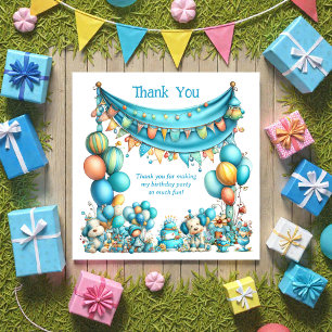 Tarjeta De Agradecimiento Diversión Caprichosa Cumpleaños Azul Turquesa