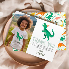 Tarjeta De Agradecimiento Diversión Cumpleaños de Dinosaurio Foto Roarsome 