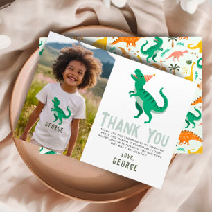 Tarjeta De Agradecimiento Diversión Cumpleaños Foto de Dinosaurio Rugiente 
