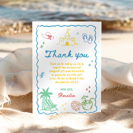 Tarjeta De Agradecimiento Diversión de verano hecha a mano, fiesta de playa 