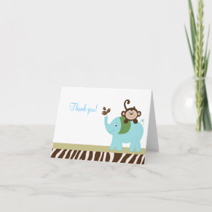 Tarjeta De Agradecimiento Diversión en la jungla Elefante doblado Gracias no