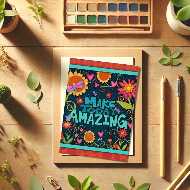 Tarjeta De Agradecimiento Diversión Floral Colorida Alegra el Día de Hoy Inc (Subido por el creador)